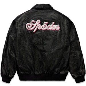 Black Leather Sp5der Jacket