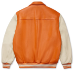 Orange Leather Sp5der Jacket