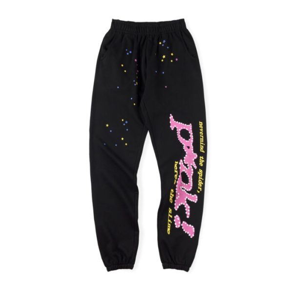 Pink! Black Sp5der Sweatpant