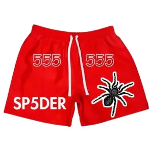 Red 555555 Logo SP5DER Shorts