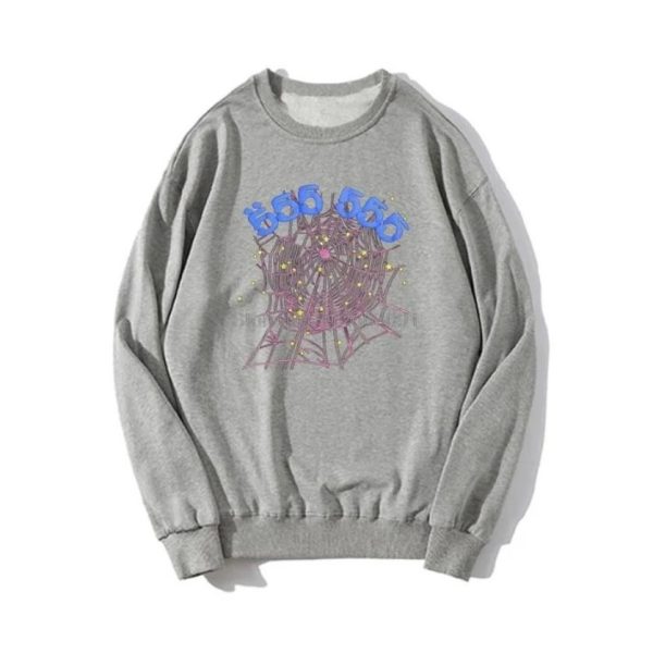 Sp5der 555555 Angel Number Grey Sweatshirt